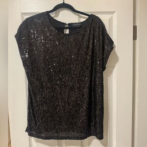 Rachel Zoe Sequin Black Top